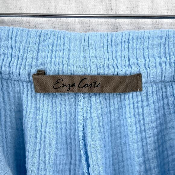ENZA COSTA Cotton Gauze Straight Leg Jogger Pants Womens Medium Light Blue NEW - Picture 7 of 12